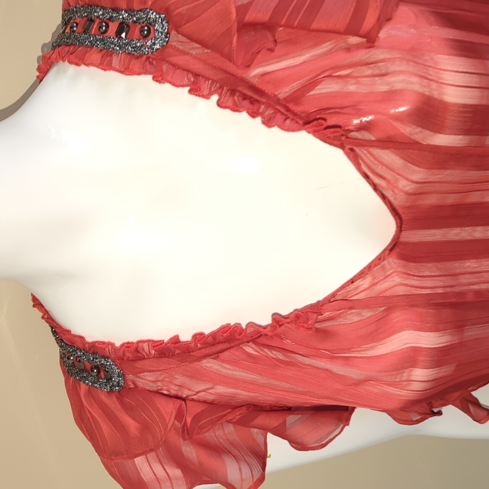 Bebe Sheer Ruffle Blouse - Picture 3 of 5
